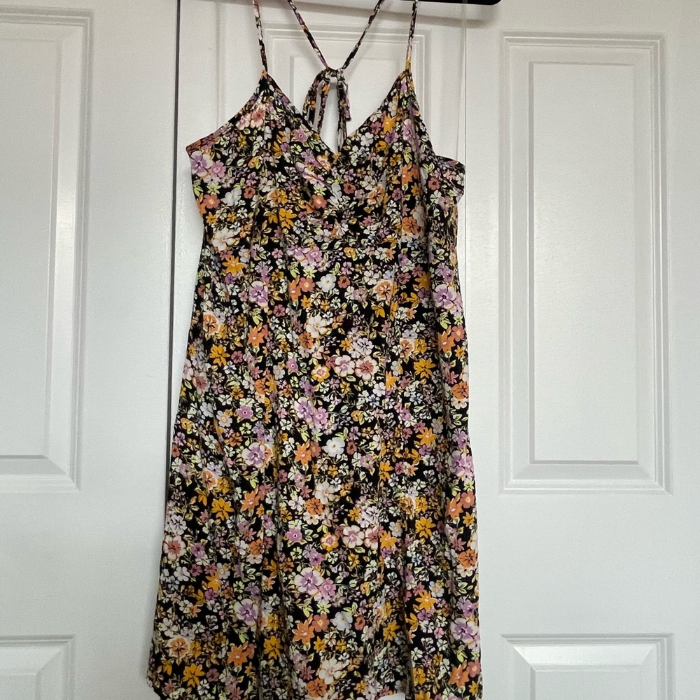 Floral Spaghetti Strap Dress cross back summer dress